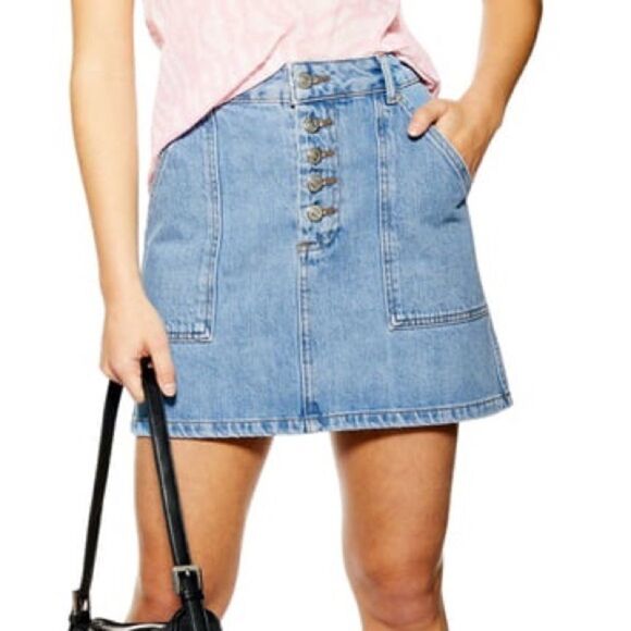 TOPSHOP Denim Button Mini Skirt! - Picture 6 of 6